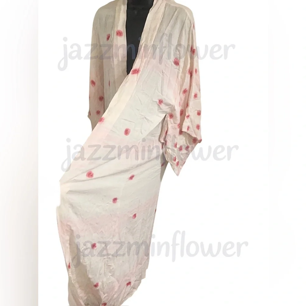 Free People Laurel Canyon white pink combo Kimono robe‎ one size brand new